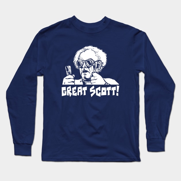 Great SCOTT! Doc Brown Illustration Long Sleeve T-Shirt by CatsandBats